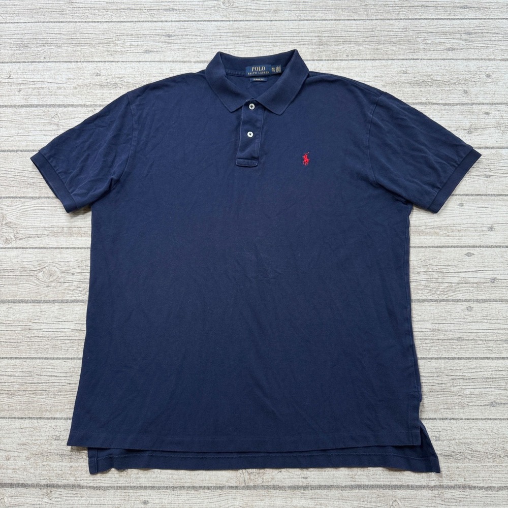 Polo Ralph Lauren Shirt Men's XL Navy Blue Classic Fit Short Sleeve Athleisure